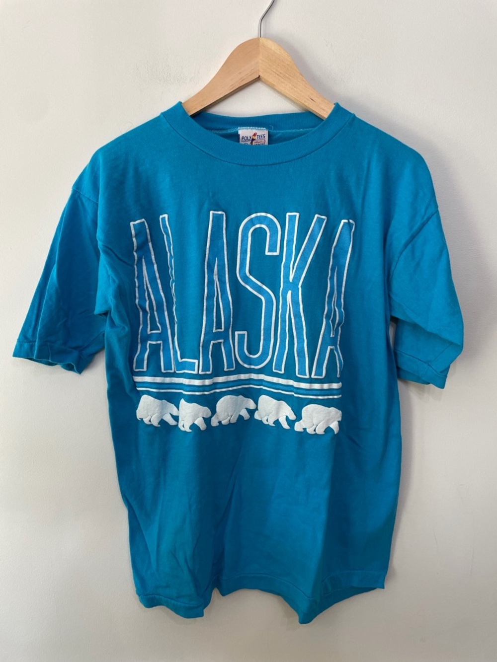 Vintage 1988 Alaska Tshirt Puffy Graphic Single Stitch Tee Bears Blue Unisex XL
